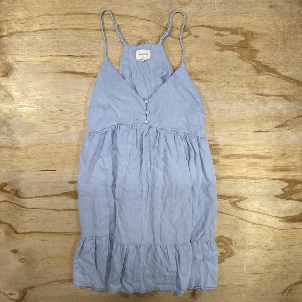 Heyson Women's Medium Blue Dress Whimsical Strappy‎ V Neck Sleeveless   beachy